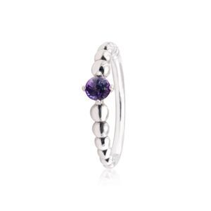 PANDORA February Purple Beaded Ring